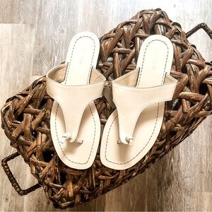 BNWT J. Crew Playa Leather Thong Sandals Ivory Off White 8